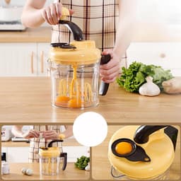 Keukenmachine Hakmolen - Handmatige Groentesnijder - Moeiteloos Ingrediënten Bereiden - 3 Versnellingsopties - 2500 Ml Capaciteit - Zilver — thumbnail 3