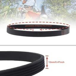 Dailygoods- Aandrijfriem 12 mm breed - Rubber - Slijtvaste/duurzame riem - Compatibel met Flymo Turbo Lite 350/400 - Gesloten lus - Omtrek 416 mm - Grasmaaier Riem — thumbnail 4