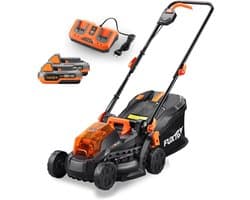 Accu grasmaaier - Elektrische maaier - Gazon onderhoud - Inclusief accu's - 33cm maaibreedte - Zwart