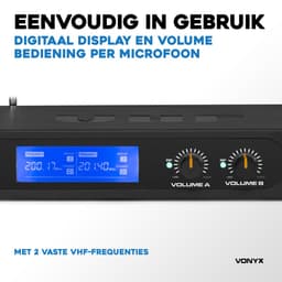 Draadloze microfoonset - Vonyx WM522 draadloze VHF microfoonset met 2 handmicrofoons — thumbnail 5