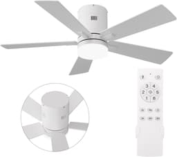 Plafondventilator met lamp - Diameter 106.6 cm - 6 snelheden & 3 kleuren - omkeerbare motor en stil - modern - Wit — thumbnail 3