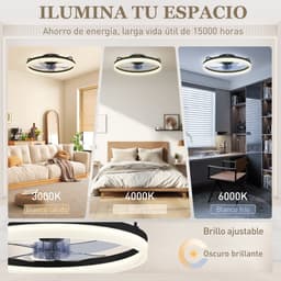 TEKROA® Plafondventilator met Verlichting - 40W LED - Stille DC Motor - Afstandsbediening - 6 Snelheden - Dimbaar - Ventilator lamp - Zwart — thumbnail 3