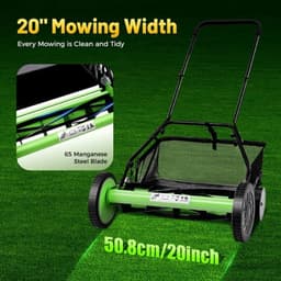 Handgrasmaaier – Handmaaier – Kooimesmaaier – Duwgrasmaaier – Gazonmaaier – 50,8 cm Maaibreedte – 9 Instelbare Maaihoogtes – 65-Mangaan Stalen Messen – Met Opvangzak – Groen — thumbnail 5