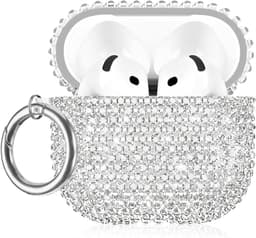 AirPods 4 Hoesje - Oordopjes Case - Bescherming Opladen - Met Strass Diamanten - 50 Gram - Zilver — thumbnail 1