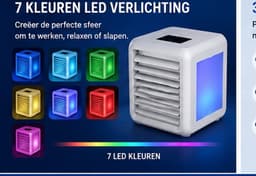 QUIGG Mini Air Cooler met LED Verlichting – Draagbare Luchtkoeler – Dubbele Watertank 700 ml – 3 Snelheden – USB Aangedreven – Wit — thumbnail 3