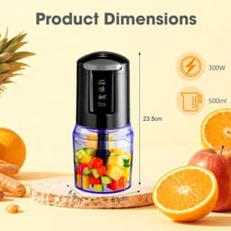 Keukenmachine Hakmolen - Elektrische Mixer - Snel Ingrediënten Fijnmaken - 3-in-1 Functionaliteit - 500 ml - Wit — thumbnail 3