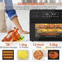 JCP® Airfryer met Stoom Functie - Airfryer met Stoomfunctie - Heteluchtfriteuse - Zwart - 46cm x 43cm x 37cm — thumbnail 3