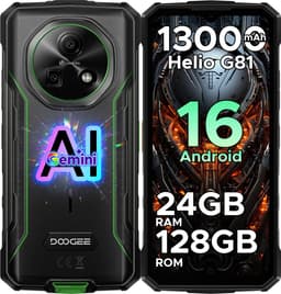 DOGEE Fire 5 Pro 4G- Rugged Smartphone - 13000 mAh/18W - Android 16 - 13MP+8MP - 24GB ROM+128GB ROM/（2TB/TF) - Gemini AI - 6,6inch HD+ 90Hz - MediaTek Helio G81 - NFC- Face ID - Vingerafdruk - IP68 - Groen — thumbnail 1