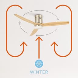 Platte Ventilator met Lamp - Ventilator Plafond - Kamertemperatuur Regelen - Stille DC Motor - 132 cm - Natuurlijk Hout — thumbnail 2