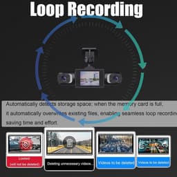 KZQ 4-kanaals dashcam auto 360 graden met 4 camera's 1080p voor achter links rechts 2 inch scherm full view opname met 32GB SD-kaart voor maximale veiligheid — thumbnail 2