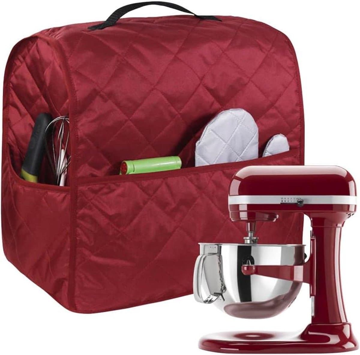 Keukenmixerhoes - Apparaatbeschermer - Keuken Organizer - Water- en Stofdicht - 4.5-5 Liter - Wijnrood — afbeelding 1