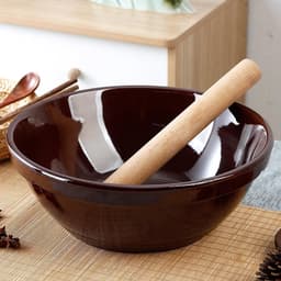 Kneedkom Keramiek - Beslagkom Mengkom - Deeg Bereiden - Non-stick Coating - 5500ML - Bruin — thumbnail 2
