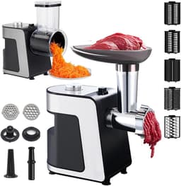 Elektrische Keukenmachine - 2-in-1 Rasper Snijder - Maaltijden Bereiden - Bredere Invoer - 36x26.7x19.5 cm - Zilver — thumbnail 1