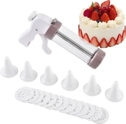 Koekjespers - Bakmachine Dessertgereedschap - Taart Decoreren - 13 Schijven 6 Tips - 22 x 14.5 cm - Wit — thumbnail 1