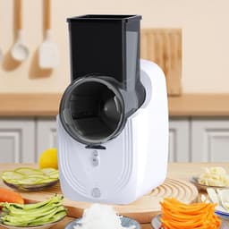 Elektrische Groentesnijder - Aardappelversnipperaar Hakselaar - Snel Groenten Snijden - 4 Verwisselbare Hulpstukken - 4500mAh Batterij - Wit — thumbnail 4