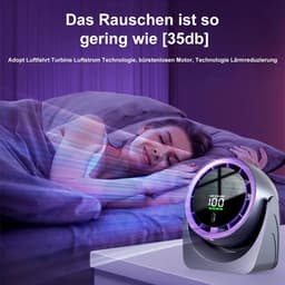 Stille bureauventilator Geschikt voor afstandsbediening, USB-voeding, 3600mAh-batterij, 105° draaibereik, Geschikt voor wand- of bureaumontage, paars. — thumbnail 2