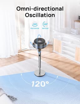 Zuilventilator - Luchtcirculator - Comfort verhogen - Stille werking 23dB - 102cm hoogte - Zilver — thumbnail 3
