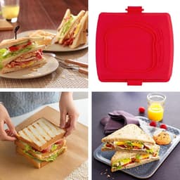 Magnetron Broodrooster - Snackmaker Keuken - Snelle Maaltijden - Vaatwasmachinebestendig - Compact Ontwerp - Rood — thumbnail 3