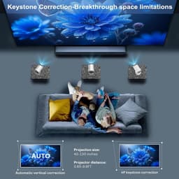 Mini Beamer Full HD 1080P – WiFi & Bluetooth Projector – 4K Ondersteuning – Auto Keystone – Voor Thuisbioscoop, Gaming & Presentaties — thumbnail 4