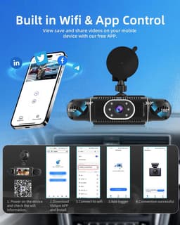 SnelShoppen - Dashcam 360 Graden - 4 Kanalen - 1080p + 720p - Wifi App Bediening - Nachtzicht - Loopopname - Parkeerbewaking - G-sensor - Auto Camera — thumbnail 2