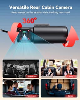 SnelShoppen - 4 Kanaals Dash Cam 2.7K+1080P*3, 360° Camera met IR Nachtzicht, 128GB Kaart, GPS, 5GHz WiFi, Touchscreen en Stembediening voor Auto — thumbnail 4