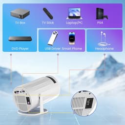 SnelShoppen - Mini-beamer 1080p 4K Draagbare Projector met WiFi 6 en Bluetooth 5.0 - Keystone, 180° Draaibaar, Ideaal voor Huis, Outdoor, Camping & Fe — thumbnail 4