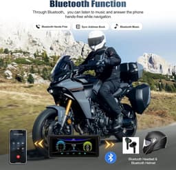 SnelShoppen - 8,1 inch HD motorfiets dashcam met dubbele camera voor-achter, draadloos, IP68, Bluetooth, CarPlay, Android Auto, universeel DVR met EQ- — thumbnail 4