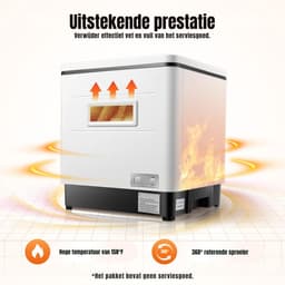 Allvia® Mini Vaatwasser - Kleine Vaatwasser - Vrijstaande Vaatwasser - 360° Roterende Waterstraal - 800W - Roestvrij Staal — thumbnail 2