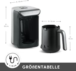 Turkse koffiezetter - Koffieapparaat - Authentieke koffie maken - Roosterfunctie - 5 kopjes - Antraciet — thumbnail 5