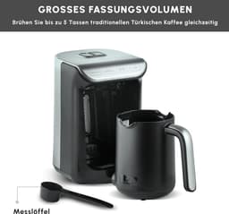 Turkse koffiezetter - Koffieapparaat - Authentieke koffie maken - Roosterfunctie - 5 kopjes - Antraciet — thumbnail 4