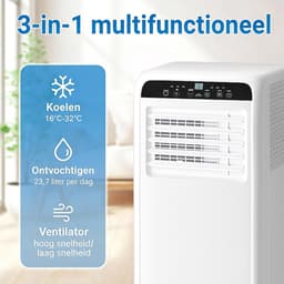 Draagbare Airco - Mobiele Koeler - Ruimte Koelen - 3-in-1 Functie - Tot 28m² - Wit — thumbnail 4