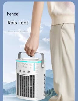 LISM-Draagbare airconditioner met 3 snelheden en 3 koelstanden, stille persoonlijke ventilator, waterreservoir van 1000 ml, verdampingskoeling, afstandsbediening, 7-kleurig indicatielampje, 8-uurs timer Geschikt voor slaapkamers, kantoren en auto's. — thumbnail 2