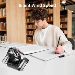 Solvix tafel ventilator geluidloos - Tafelfan - Zwart - Met 2 Sprayflessen - 4 Verstelbare Windsnelheden - Voor Thuis en Kantoor — thumbnail 5