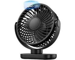 Solvix tafel ventilator geluidloos - Bureauventilator - USB - 4 Snelheden - LED Display - Voor Thuis en Kantoor