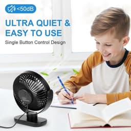 Solvix tafel ventilator geluidloos - Tafelfan - Zwart - 360° Rotatable - Ultra-stil - Voor Thuis en Kantoor — thumbnail 4
