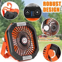 Solvix tafel ventilator geluidloos - Campingventilator met Licht - Hoogwaardig ABS - 4-traps Instelbaar - Draagbaar met Draaihaak - Voor Binnen en Buiten — thumbnail 5