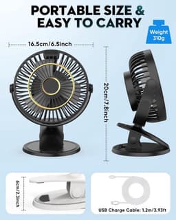 Solvix tafel ventilator geluidloos - Mini Ventilator - Zwart - USB Aansluiting - Compact en Draagbaar - Voor Thuis en Op Kantoor — thumbnail 4