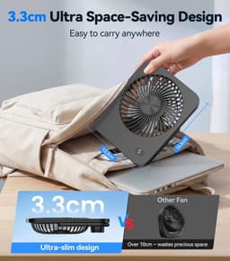 Tafelventilator Stil – USB Ventilator Zonder Accu – 5 Snelheden – 180° Verstelbaar – Zwart — thumbnail 2