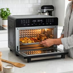 Airfryer Oven 30 Liter – 2200W – 24 Automatische Programma's – Inclusief Draaispit en Accessoires Multifunctionele Heteluchtoven – Bakken, Grillen, Braden & Drogen — thumbnail 2