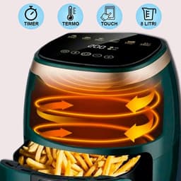 Elektrische Airfryer - Hete Lucht Oven - Gezond Koken - Vetarm Bakken - 8 Liter XL - Zwart — thumbnail 3