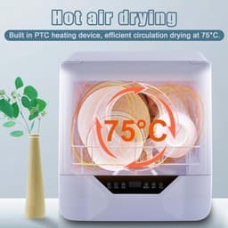 Compacte vaatwasser - Aanrecht model - Snel servies reinigen - Desinfectie hoge temperatuur - 6L capaciteit - Wit — thumbnail 3