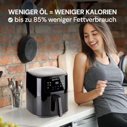 Airfryer 5L - Heteluchtfriteuse Friteuse - Gezond Koken - Met Glazen Venster - 5 liter - Zwart — thumbnail 4