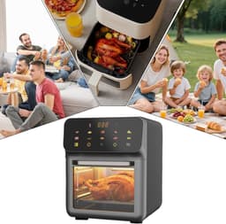 Heteluchtoven - Airfryer Oven - Gelijkmatig Koken - Verbeterde Luchtstroom - 15 liter - Zwart — thumbnail 5