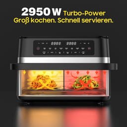 Heteluchtfriteuse Dubbele Zone - XXL Airfryer - Gezond Koken - Verwijderbare Divider - 11 Liter - Zwart — thumbnail 4