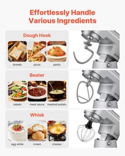 Keukenmachine - Mixer Foodprocessor - Bakken en Koken - 10 Snelheden - 5.7 Liter Kom - Zilver — thumbnail 4
