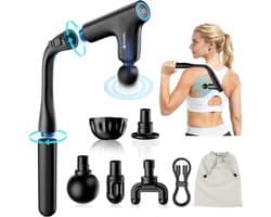 Spier Massage Apparaat - Herstel Gun - Spierontspanning Na Training - Verstelbare Lange Handgreep - 39.5 cm Lengte - Zwart