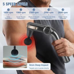 Massagepistool - Spierontspanningsapparaat - Spierherstel - Uittrekbare handgreep - 1500 mAh - Zwart — thumbnail 3