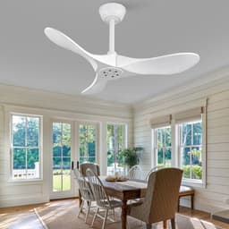 Plafondventilator 36 inch wit met 3 massief houten bladen - afstandsbediening - 6 snelheden met omkeerfunctie - geheugenfunctie - modern design - zonder verlichting — thumbnail 3