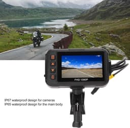 SnelShoppen - 3 Inch Motorfiets Dashcam, 1080P Voor- en Achtercamera Video 30 Fps Dubbele Hoek Waterdichte Rijd Recorder met Loopopname en G-Sensor Pa — thumbnail 2