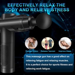 Massagepistool - Spierherstel Tool - Spierontspanning - 30 snelheden LCD - 10 opzetstukken - Zwart — thumbnail 4